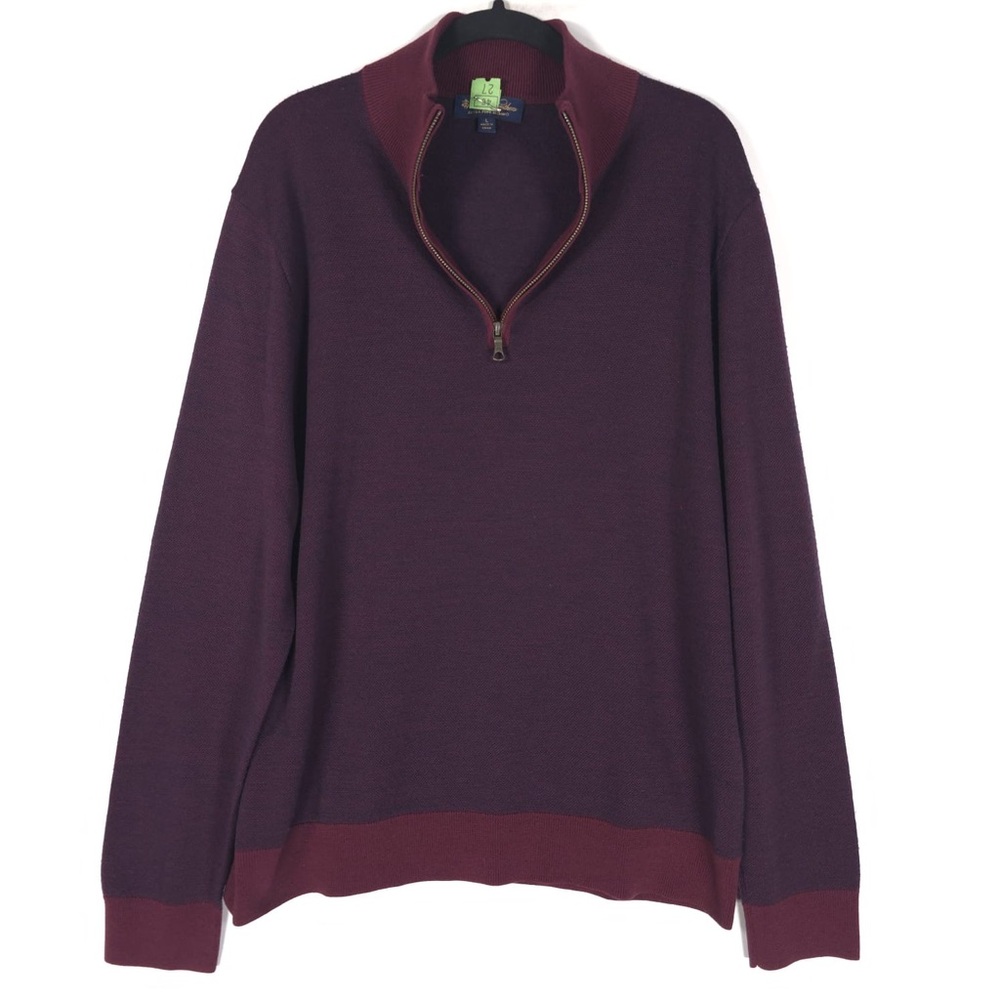 Brooks Brothers Men’s 100% MERINO WOOL EXTRA FINE 1/4 Zip Pullover Sweater LARGE